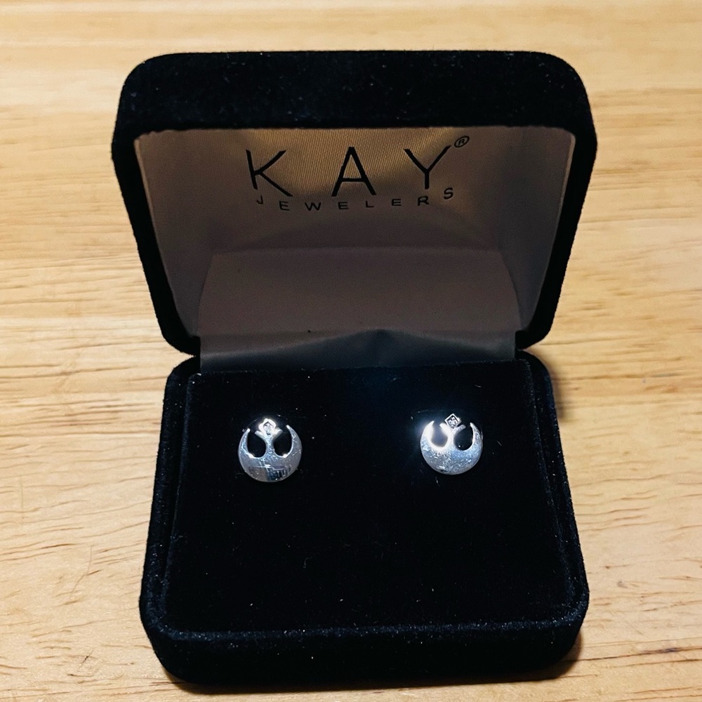 Star Wars rebel, alliance stud earrings with small diamond, Kay jewelers